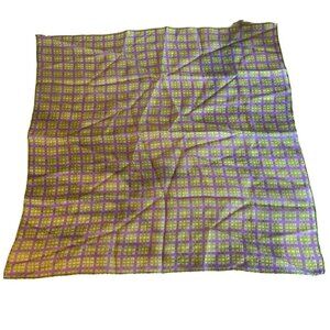 Purple Green Basket Weave Print Vintage 1960's Silk scarf